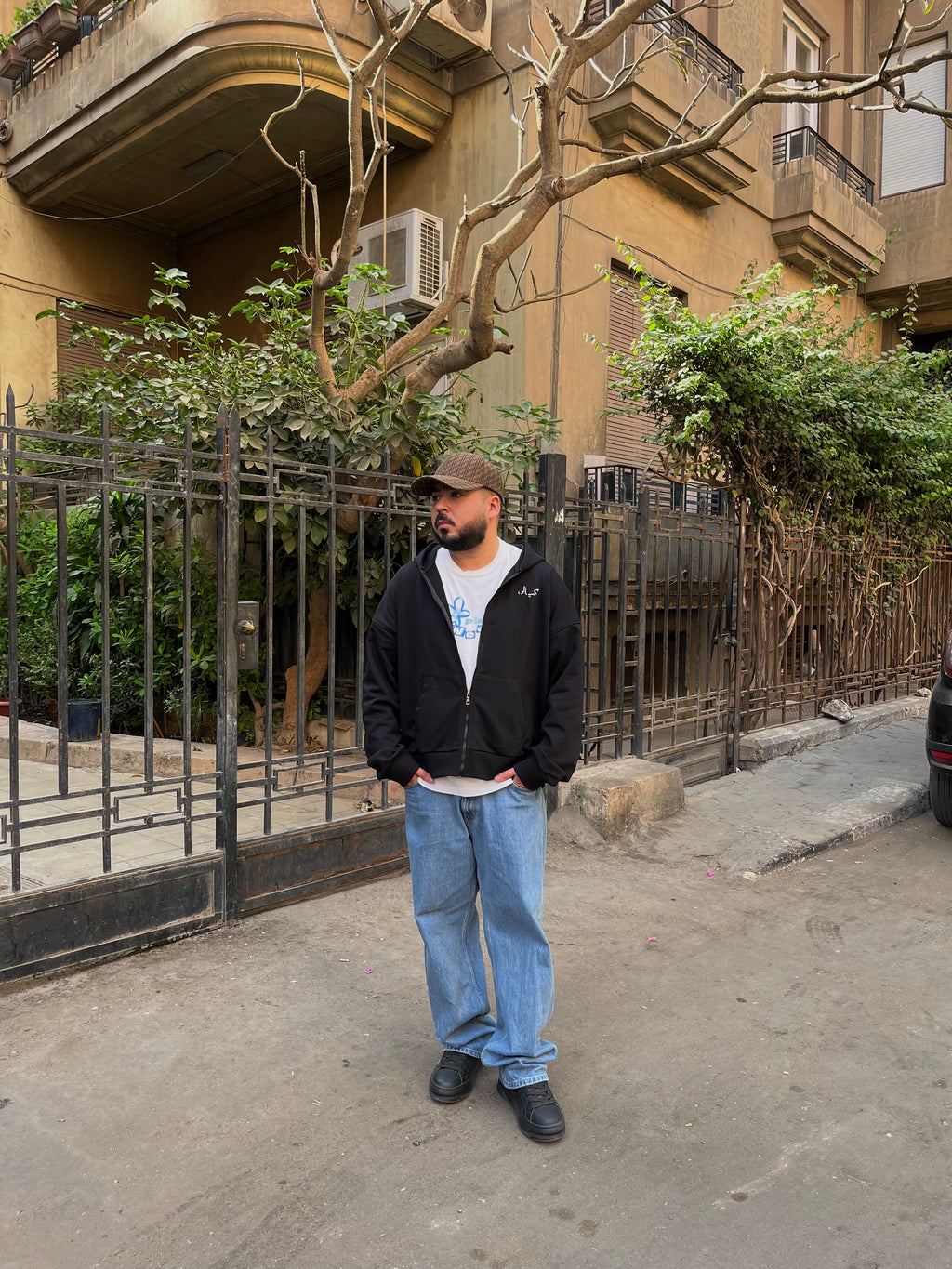 French Terry zip up [black]