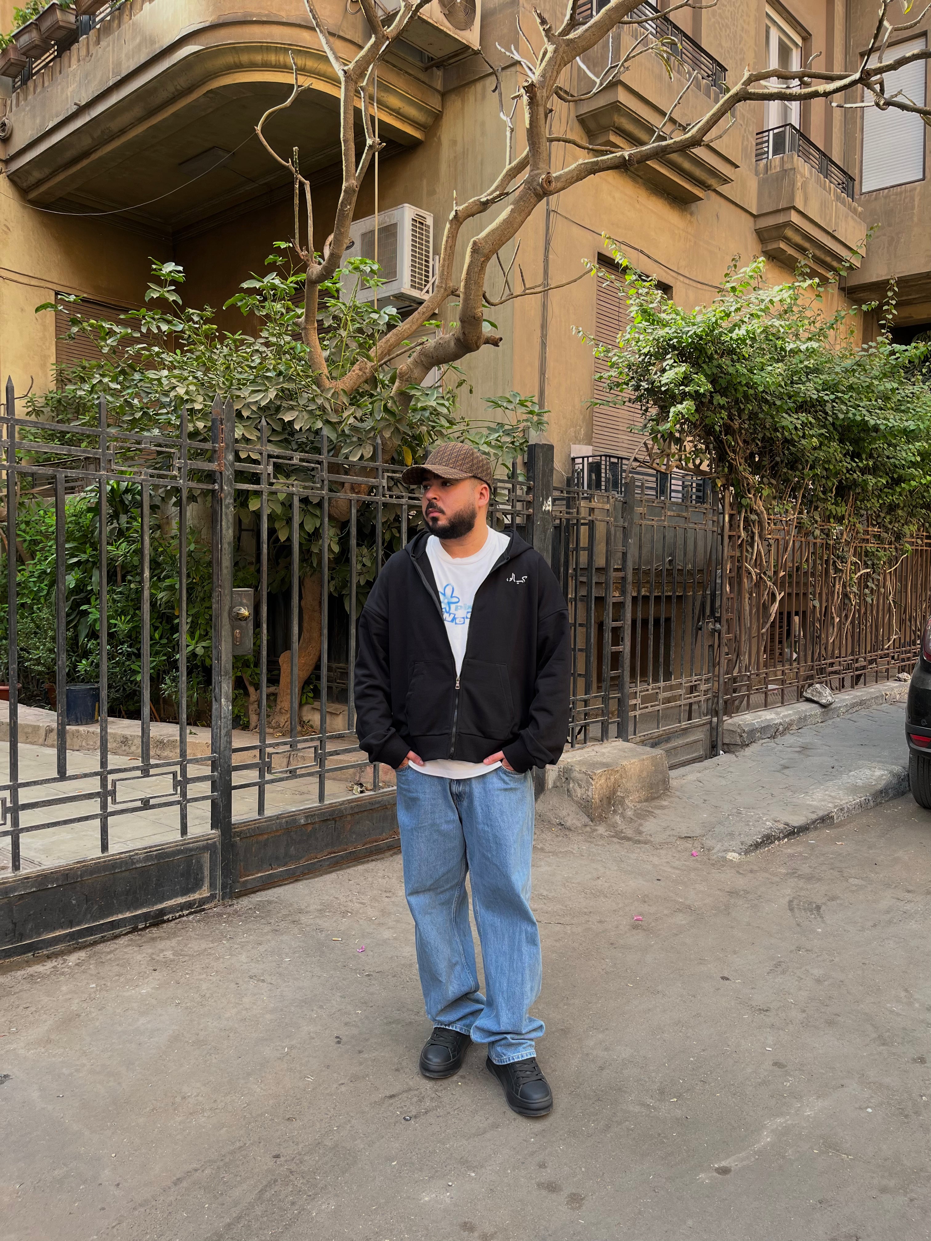 French Terry zip up [black]