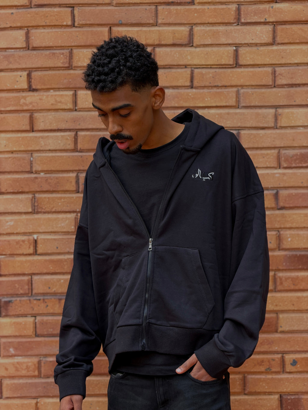 French Terry zip up [black]